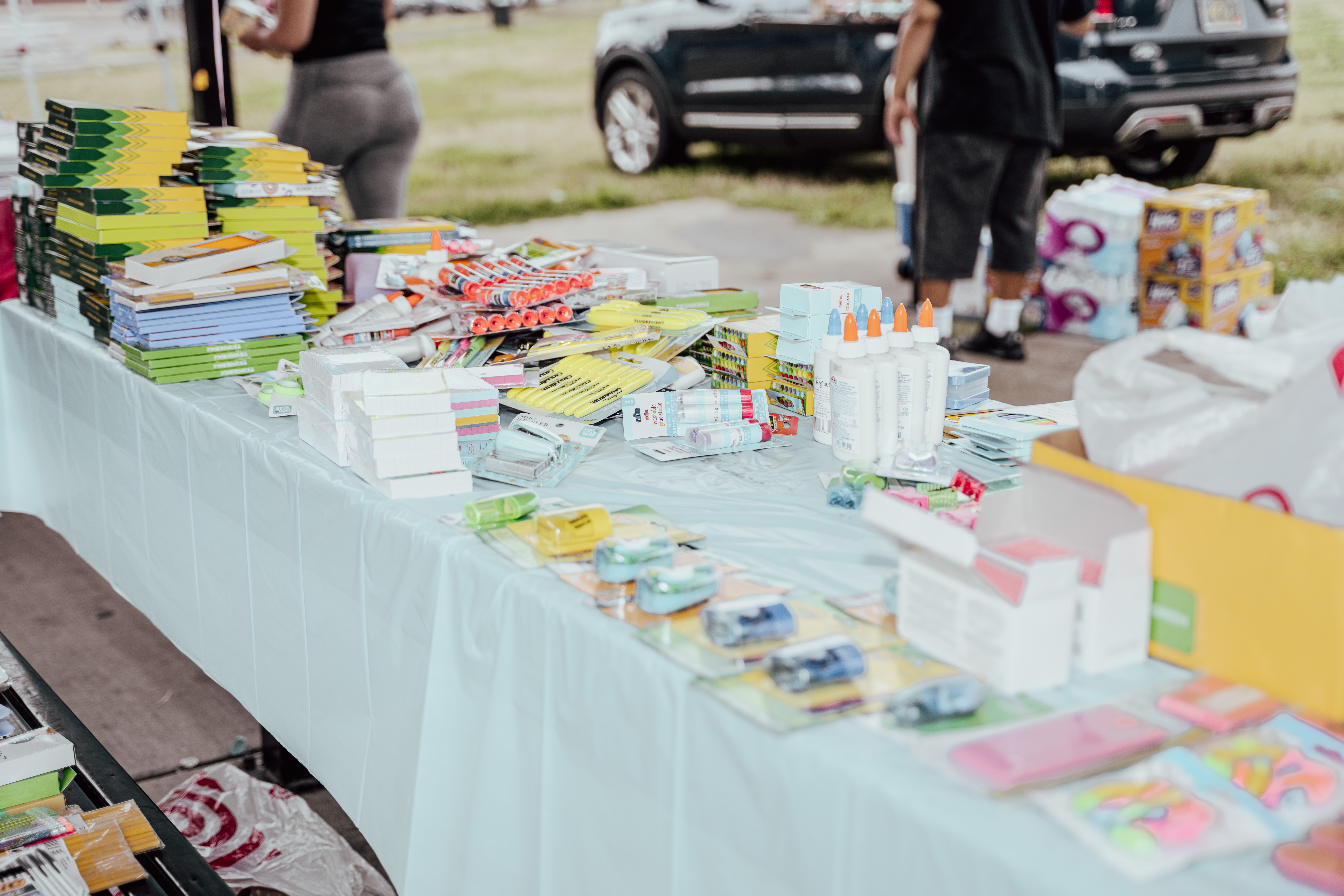 Back-to-School Drive volunteers preparing supplies for Detroit families
