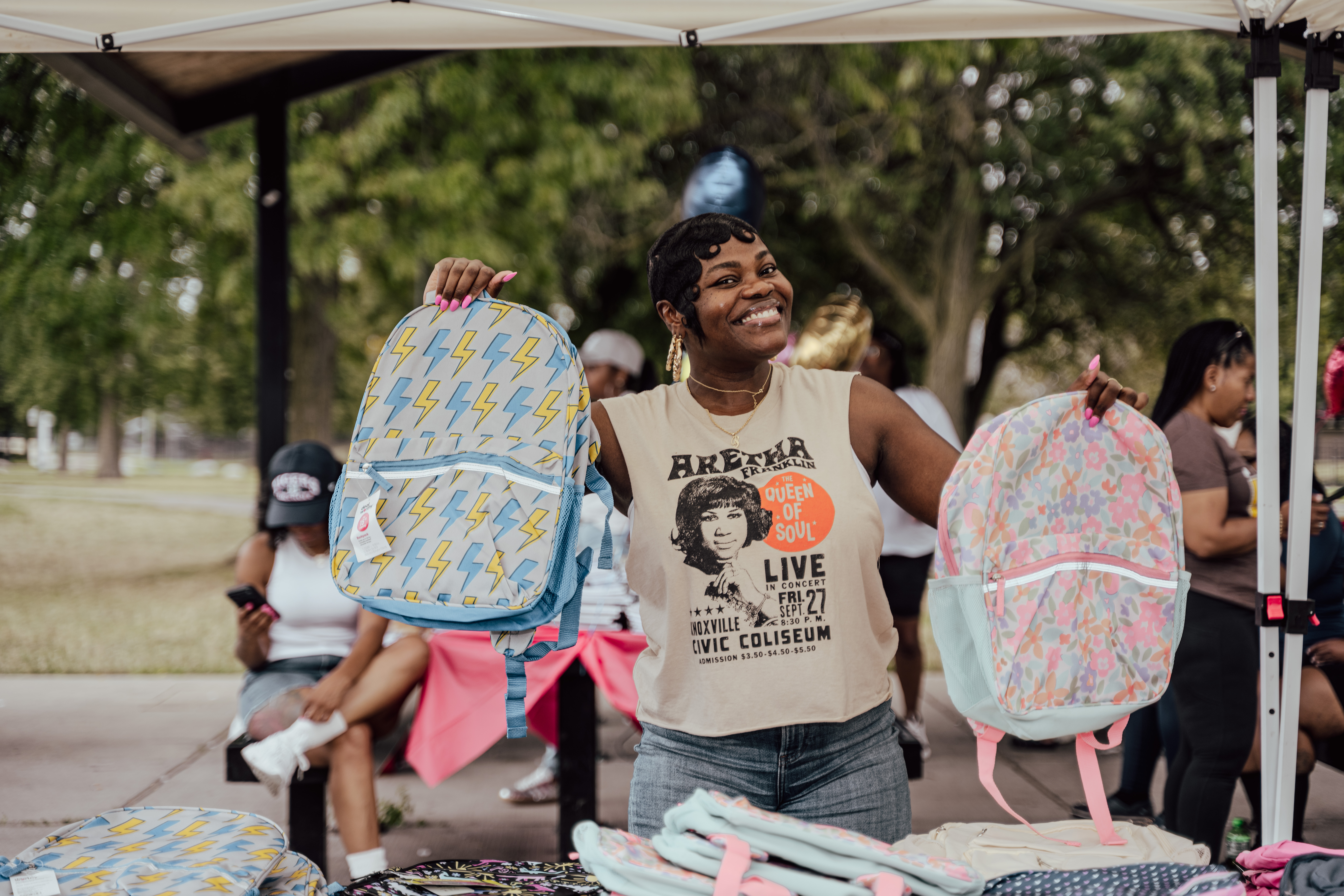 Community table at the 2026 Back-to-School Drive